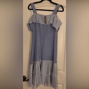 Blue and White Striped Dress